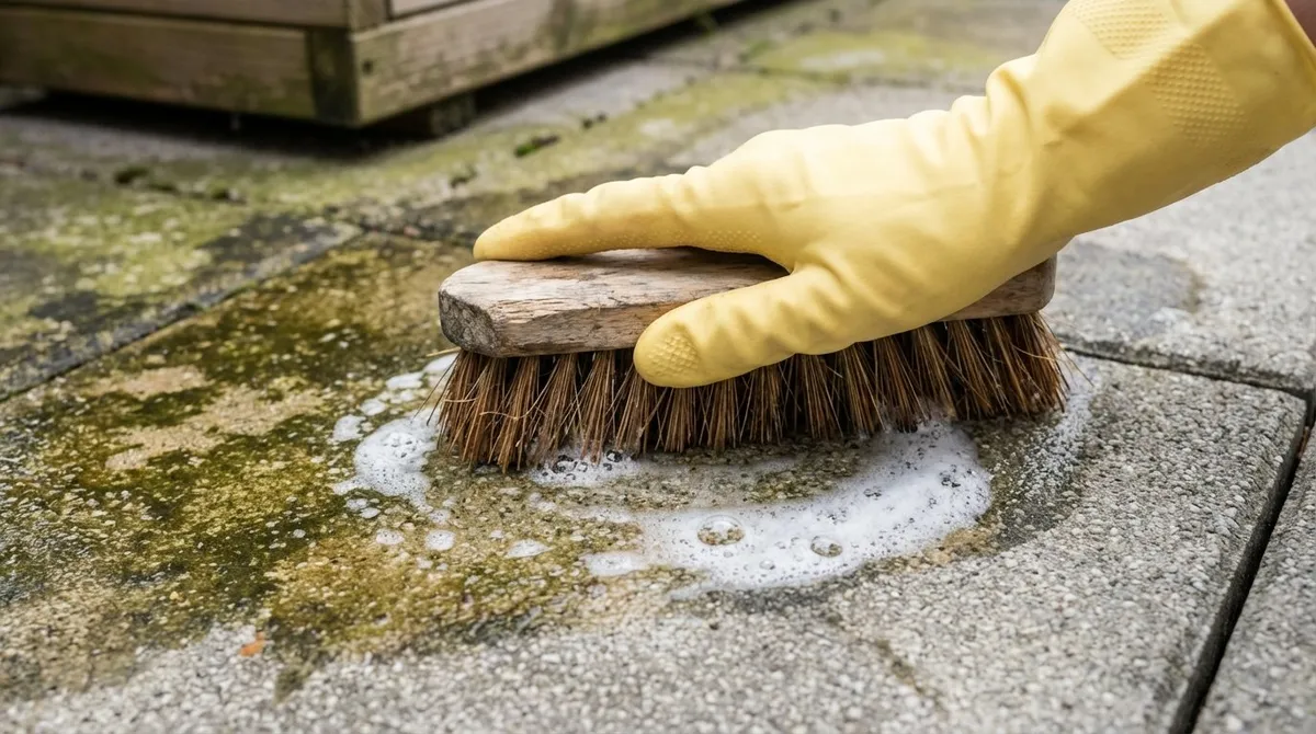 Jednoduché řešení zelených skvrn na terase: ocet místo vysokotlaku